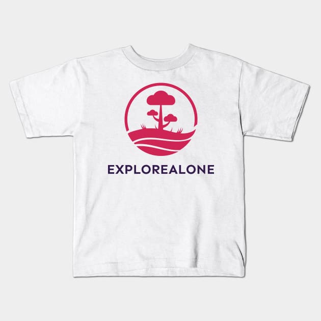 Explore Alone, Solo Traveling Kids T-Shirt by InF